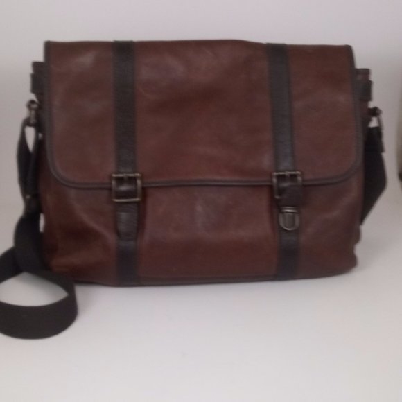 fossil defender leather messenger bag